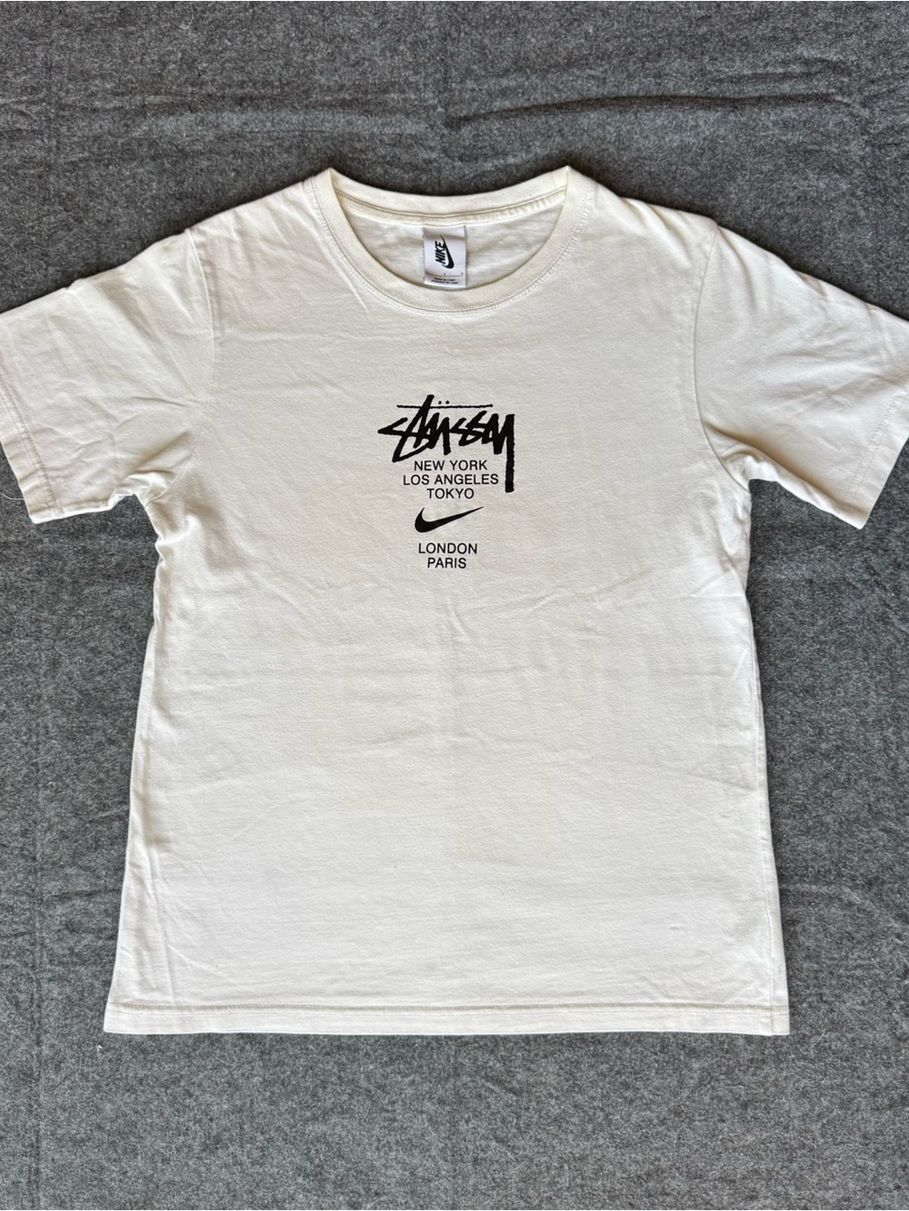 Nike x Stussy International Black Text White Graphic Tee